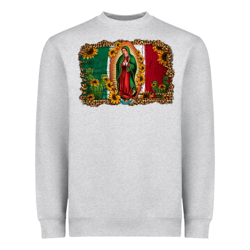 Our Lady Of Guadalupe Mexican Flag Background Heavyweight Sweatshirt by Jasminsmagicworld | Teevron