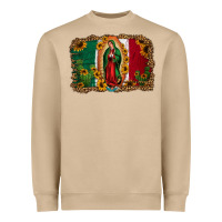 Mushroom our lady of Guadalupe Mexican flag background Heavyweight Sweatshirt - Jasminsmagicworld