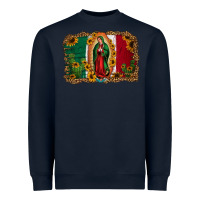 Navy our lady of Guadalupe Mexican flag background Heavyweight Sweatshirt - Jasminsmagicworld