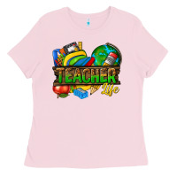 Bubblegum Pink teacher life Ladies Tee - texasbilliewilder