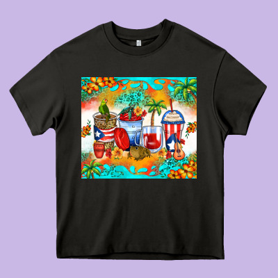Puerto Rico Coffee Cups Heavy Core Tee Designed By Zillion Design Studio