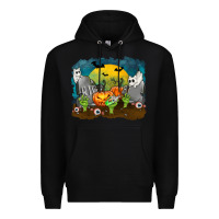 Black Cemetery with Ghost Cats Premium Hoodie - texasbilliewilder