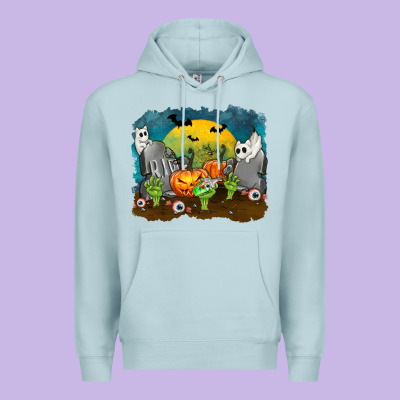 Cemetery With Ghost Cats Premium Hoodie Designed By Texasbilliewilder