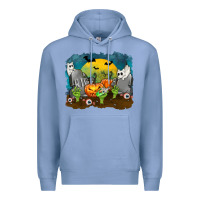 Colony Blue Cemetery with Ghost Cats Premium Hoodie - texasbilliewilder