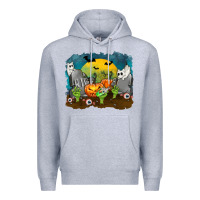 Heather Grey Cemetery with Ghost Cats Premium Hoodie - texasbilliewilder