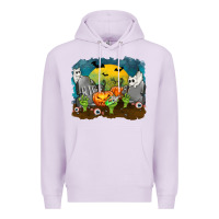 Lilac Cemetery with Ghost Cats Premium Hoodie - texasbilliewilder