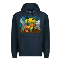 Navy Cemetery with Ghost Cats Premium Hoodie - texasbilliewilder