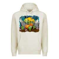 Oatmeal Heather Cemetery with Ghost Cats Premium Hoodie - texasbilliewilder