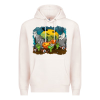 Pale Pink Cemetery with Ghost Cats Premium Hoodie - texasbilliewilder