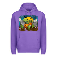Purple Cemetery with Ghost Cats Premium Hoodie - texasbilliewilder
