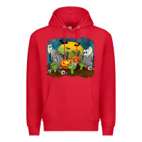 Red Cemetery with Ghost Cats Premium Hoodie - texasbilliewilder