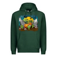 Sports Green Cemetery with Ghost Cats Premium Hoodie - texasbilliewilder