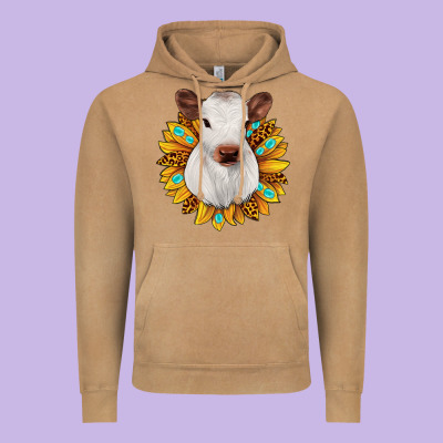 Sunflower Heifer Vintage Hoodie Designed By Jahusdesignshop