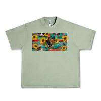 Oil Green western coop animals rooster sunflowers cowhide wooden serape glitter Urban Heavy Tee - Artiststas