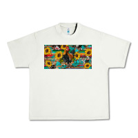 Western Coop Animals Rooster Sunflowers Cowhide Wooden Serape Glitter Urban Heavy Tee | Teevron