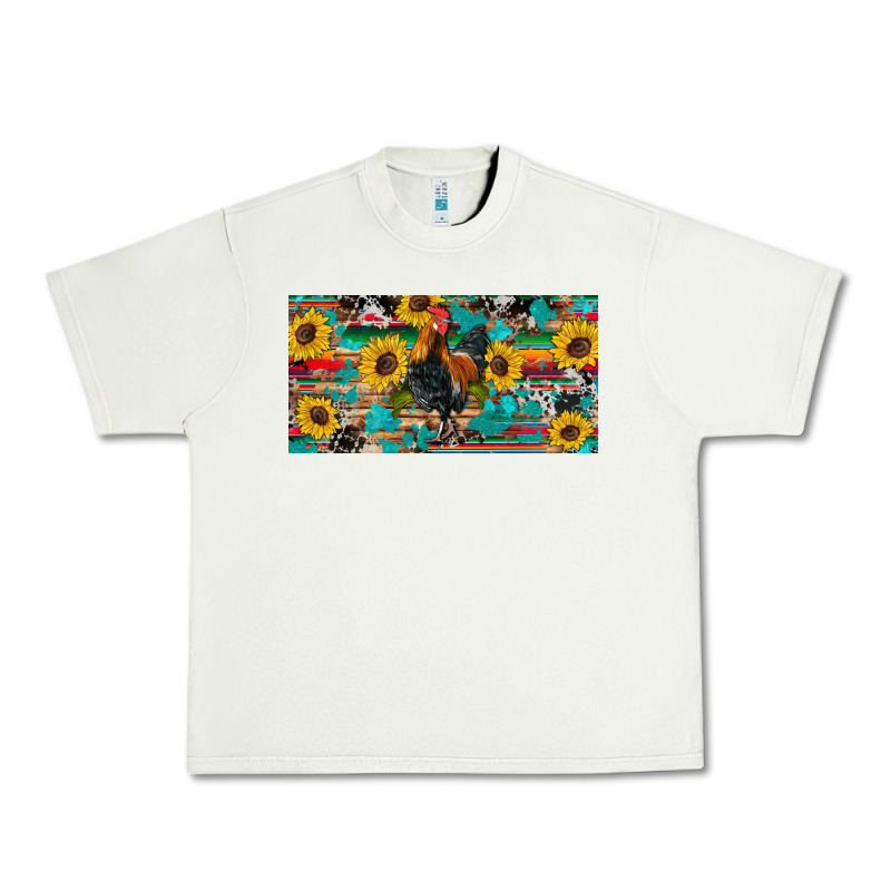 Western Coop Animals Rooster Sunflowers Cowhide Wooden Serape Glitter Urban Heavy Tee by Artiststas | Teevron