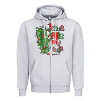 Heather Grey jesus fills my cup psalm 25 5 Zipper Hoodie - MaliasSmallBusiness