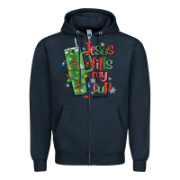 Navy jesus fills my cup psalm 25 5 Zipper Hoodie - MaliasSmallBusiness