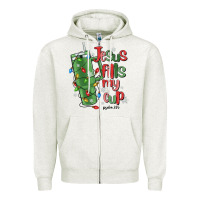 Oatmeal Heather jesus fills my cup psalm 25 5 Zipper Hoodie - MaliasSmallBusiness