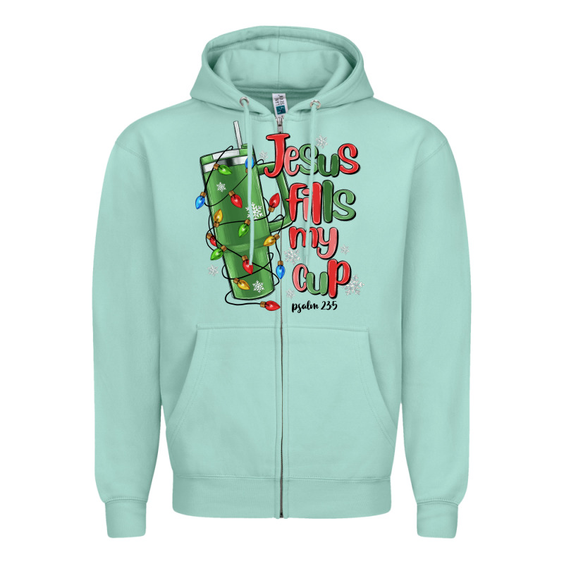 Jesus Fills My Cup Psalm 25 5 Zipper Hoodie by MaliasSmallBusiness | Teevron