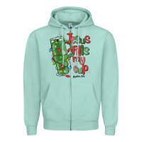 Seafoam jesus fills my cup psalm 25 5 Zipper Hoodie - MaliasSmallBusiness