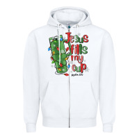 White jesus fills my cup psalm 25 5 Zipper Hoodie - MaliasSmallBusiness
