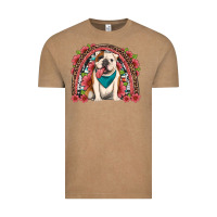 Vintage Coffee english bulldog floral rainbow Vintage Tee - Artiststas