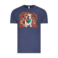 Vintage Denim english bulldog floral rainbow Vintage Tee - Artiststas