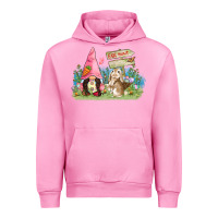 Fuchsia Pink Easter gnome and rabbit egg hunt  Easter Day Urban Hoodie - CowGirlArtShop