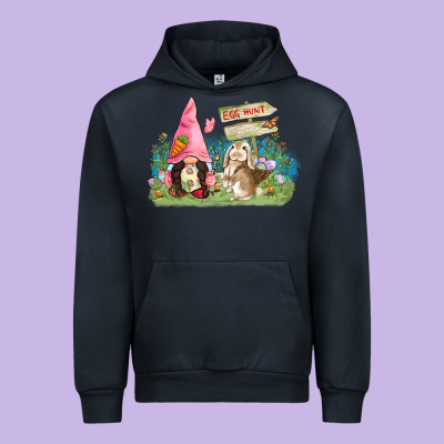 Easter Gnome And Rabbit Egg Hunt  Easter Day Urban Hoodie Designed By Cowgirlartshop
