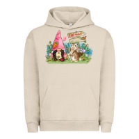 Pigment French Oak Easter gnome and rabbit egg hunt  Easter Day Urban Hoodie - CowGirlArtShop