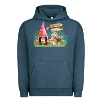Pigment Midnight Navy Easter gnome and rabbit egg hunt  Easter Day Urban Hoodie - CowGirlArtShop
