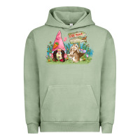 Pigment Oil Green Easter gnome and rabbit egg hunt  Easter Day Urban Hoodie - CowGirlArtShop