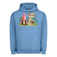 Pigment Pebble Blue Easter gnome and rabbit egg hunt  Easter Day Urban Hoodie - CowGirlArtShop
