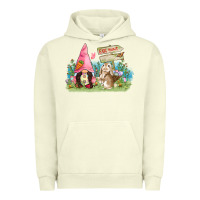 Pigment Pistachio Easter gnome and rabbit egg hunt  Easter Day Urban Hoodie - CowGirlArtShop