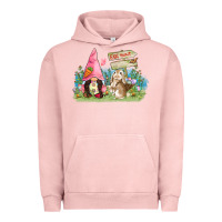 Pigment Salmon Easter gnome and rabbit egg hunt  Easter Day Urban Hoodie - CowGirlArtShop