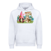 White Easter gnome and rabbit egg hunt  Easter Day Urban Hoodie - CowGirlArtShop