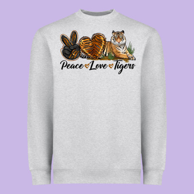 Peace Love Tigers Heavyweight Sweatshirt Designed By Lillyallendesigns
