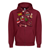Burgundy Merry Christmas Zipper Hoodie - MaliasSmallBusiness