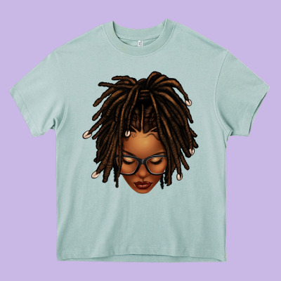 Afro Locs Messy Bun Heavy Core Tee Designed By Texasbilliewilder