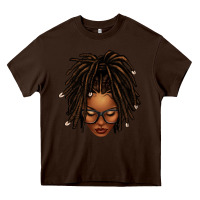 Chocolate Brown afro locs messy bun Heavy Core Tee - texasbilliewilder