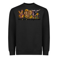 Black Peace Love Texas Longhorn Bull Heavyweight Sweatshirt - LillyAllenDesigns