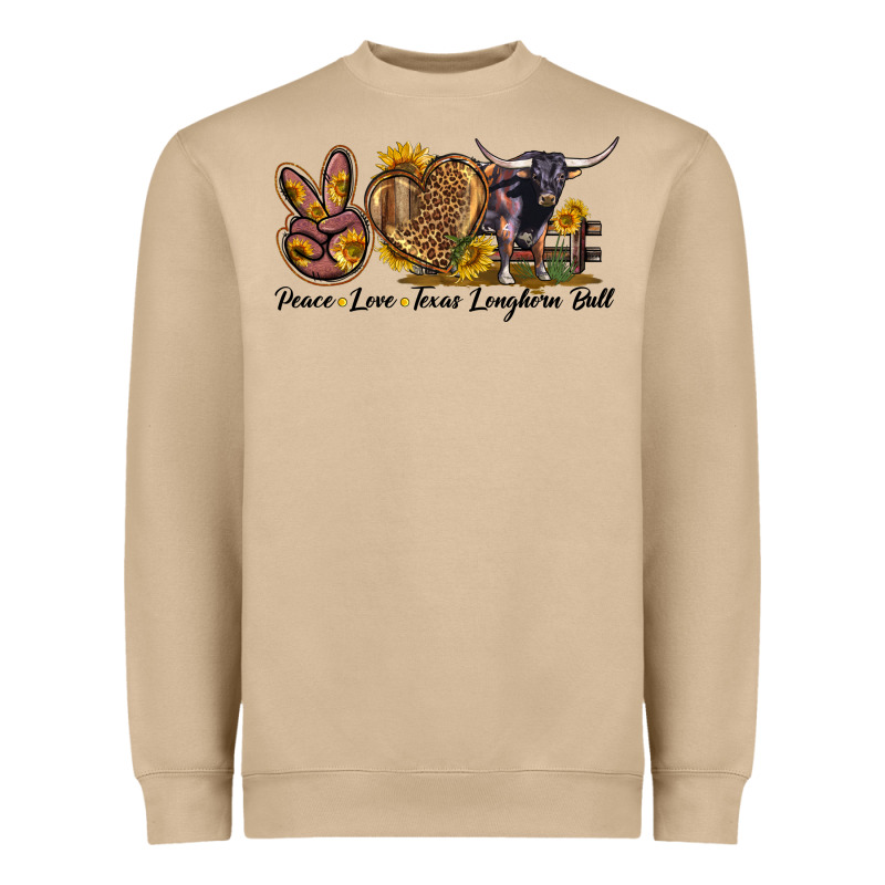 Peace Love Texas Longhorn Bull Heavyweight Sweatshirt by LillyAllenDesigns | Teevron