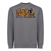 Storm Peace Love Texas Longhorn Bull Heavyweight Sweatshirt - LillyAllenDesigns