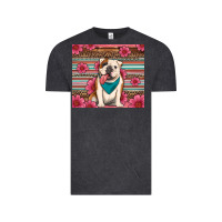 Vintage Black british bulldog floral serape Vintage Tee - Artiststas