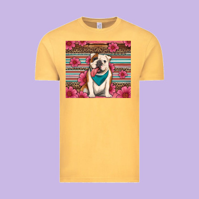British Bulldog Floral Serape Vintage Tee Designed By Artiststas