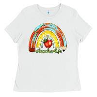 White teacher life with rainbow Ladies Tee - texasbilliewilder