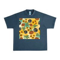 Midnight Navy leopard pumpkin cactus sunflower seamless Urban Heavy Tee - AdoDesignShop