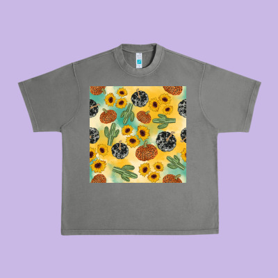 Leopard Pumpkin Cactus Sunflower Seamless Urban Heavy Tee Designed By Adodesignshop