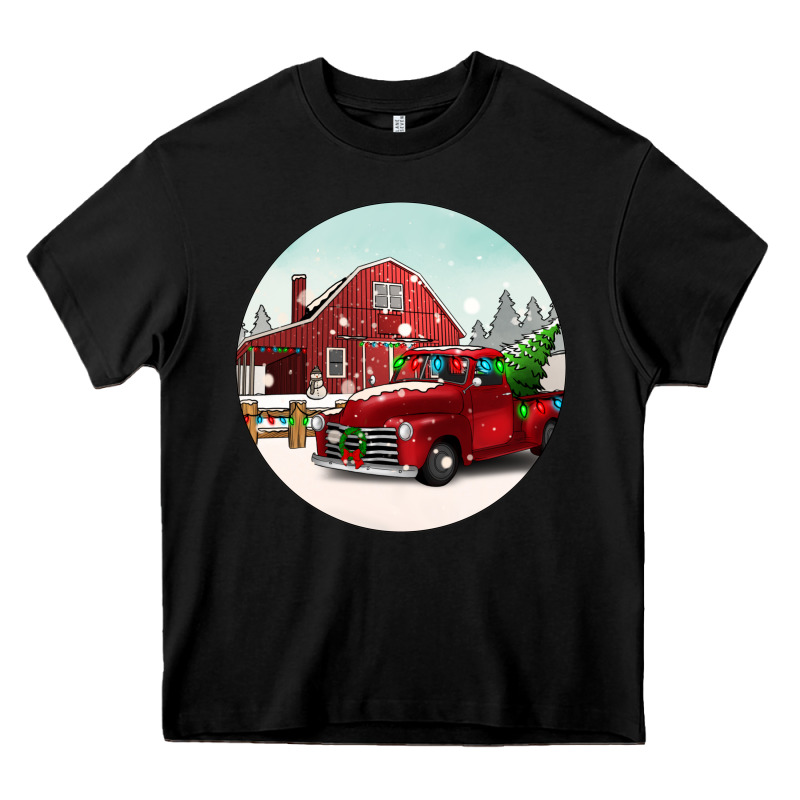 Christmas Farm Christmas Heavy Core Tee by BarkalooDesign | Teevron